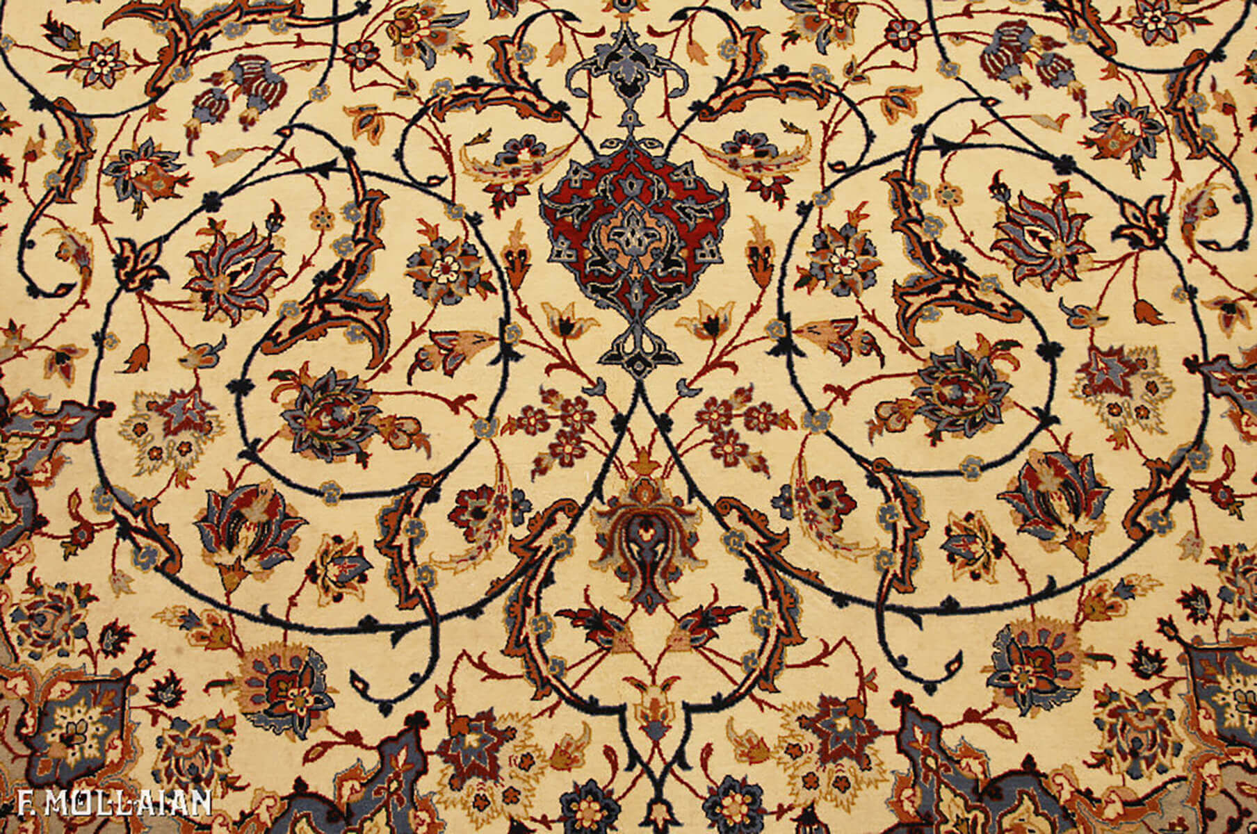 Tapis Persan Semi-Antique Isfahan Chaîne de Soie n°:51513718